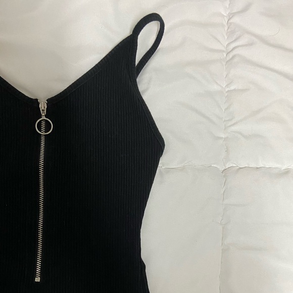 Ribbed Bodysuit - Black - Women's US Small - Formfitting - Zipper - Picture 1 of 4